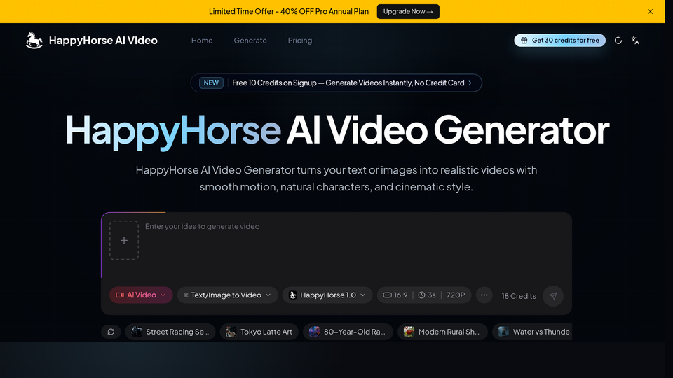 Screenshot of HappyHorse AI Video