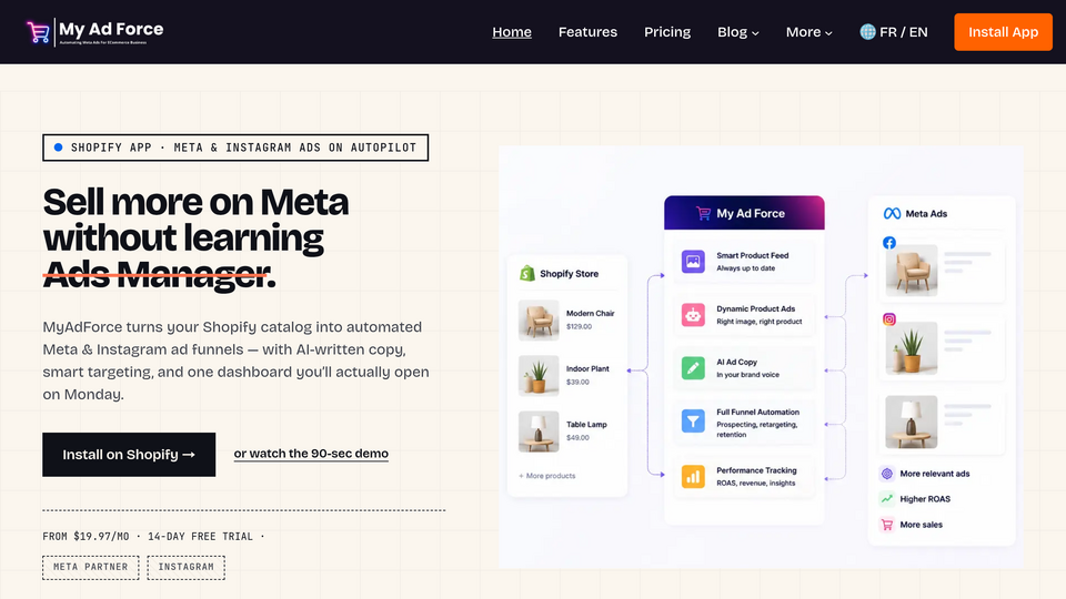 Screenshot of MyAdForce Meta & IG