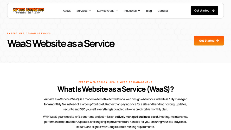 Screenshot of Website as a Service