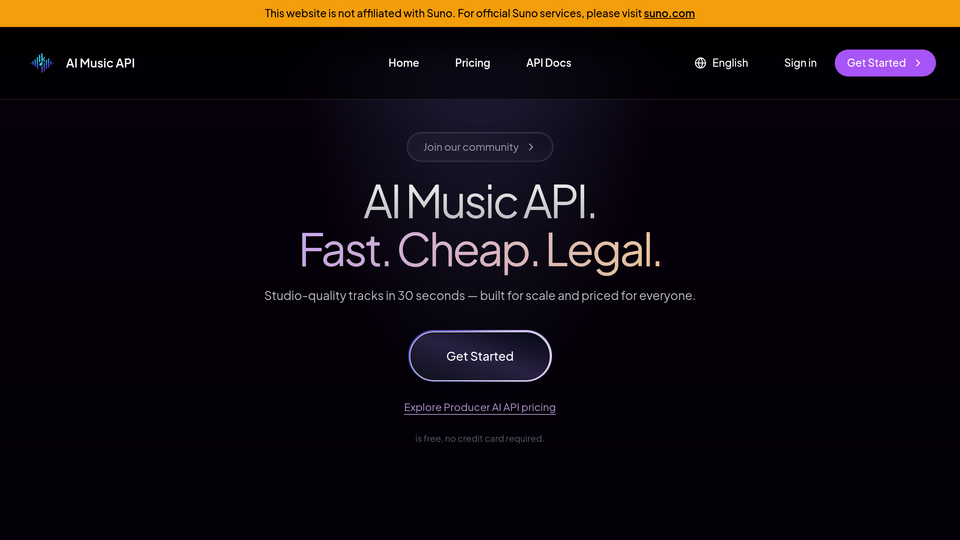 Screenshot of AI Music API