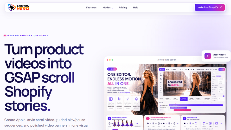 Screenshot of Motion Hero Gsap Shopify