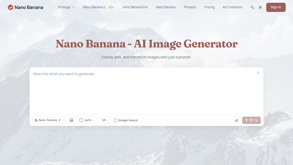Screenshot of Try Nano Banana AI