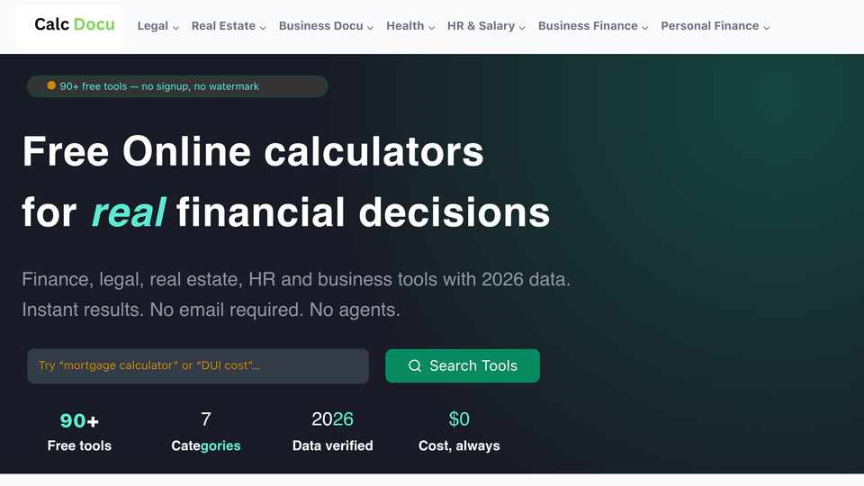 Screenshot of Financial & legal calc