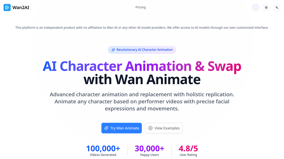 Screenshot of Wan2AI