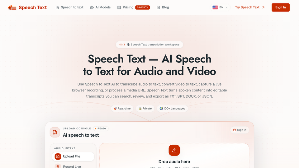 Screenshot of Speech Text