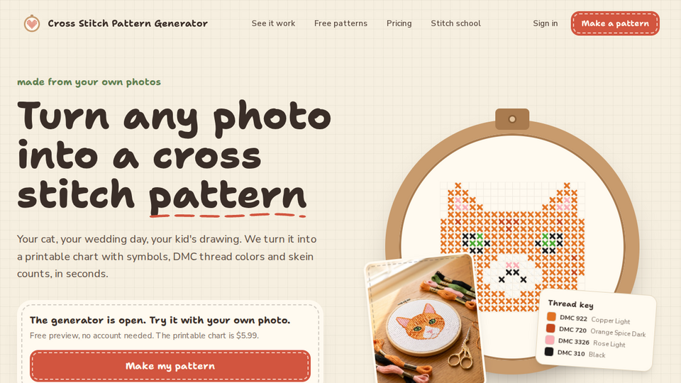Screenshot of Cross Stitch Generator