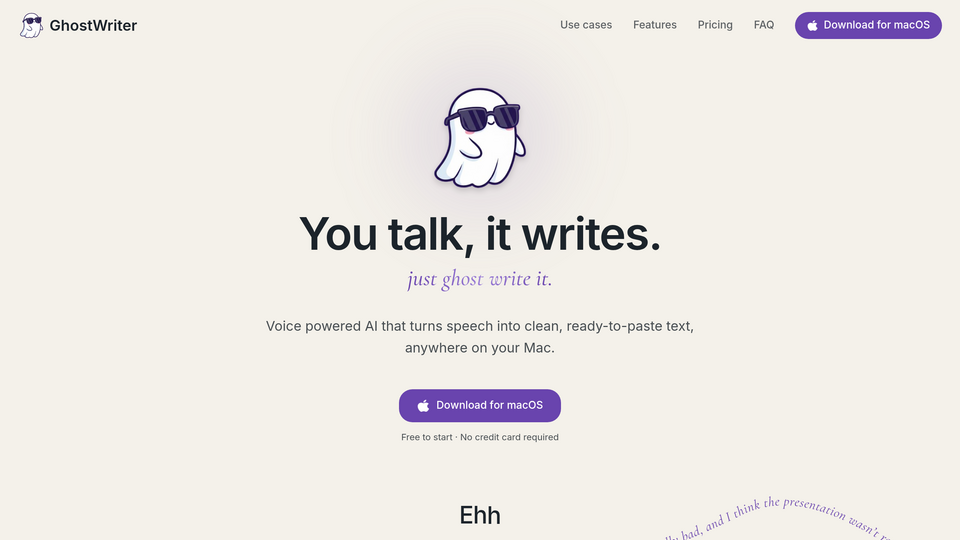 Screenshot of GhostWriter