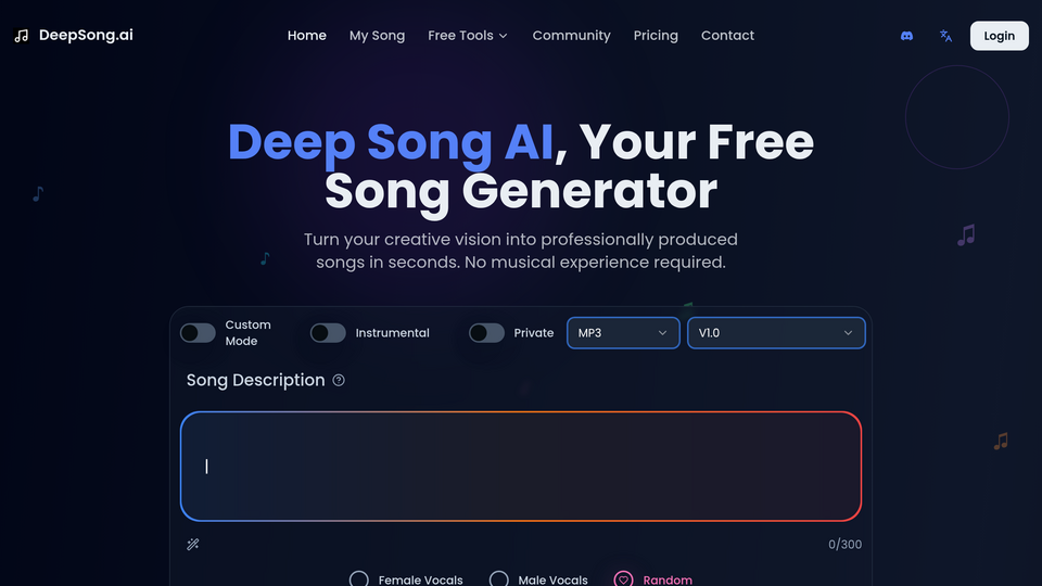 Screenshot of DeepSong AI