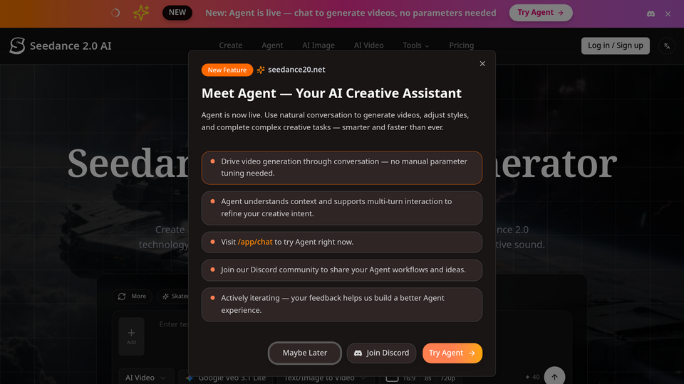 Screenshot of Seedance 2.0