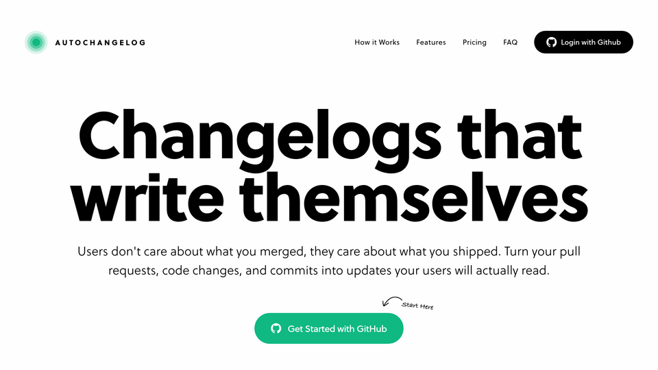 Screenshot of AutoChangelog