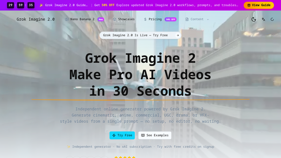 Screenshot of Grok Imagine 2.0