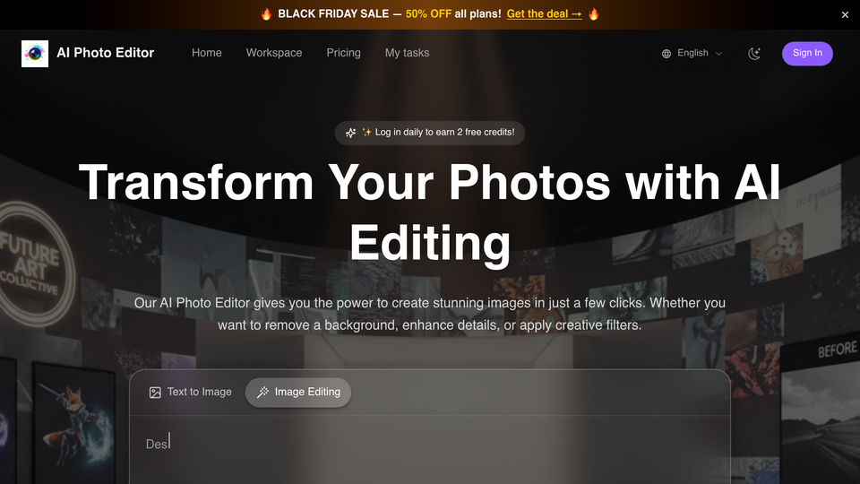 Screenshot of AI Photo Editor