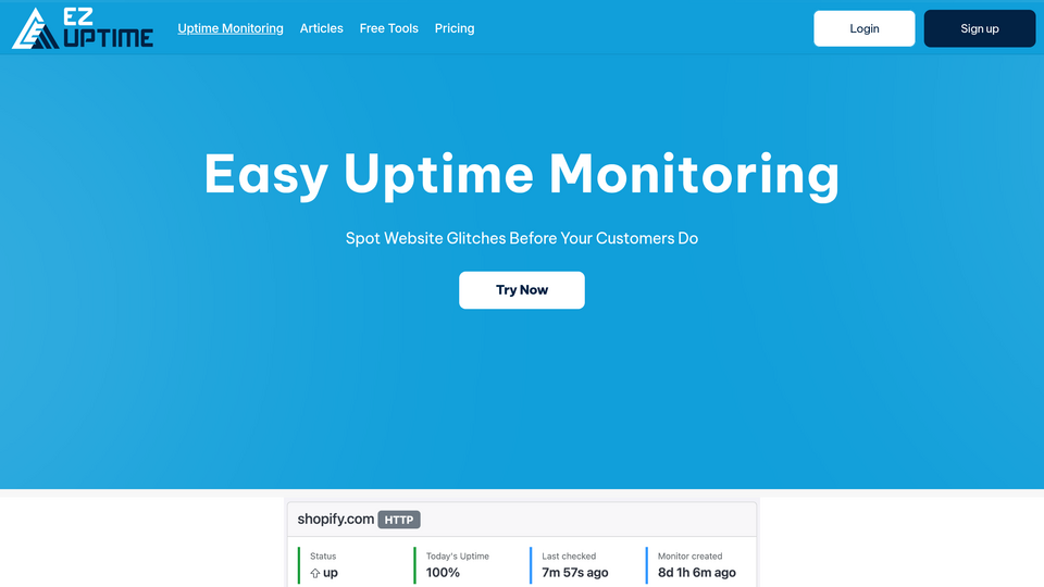 Screenshot of EzUptime