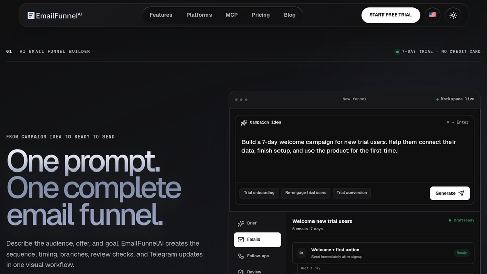 Screenshot of EmailFunnelAI