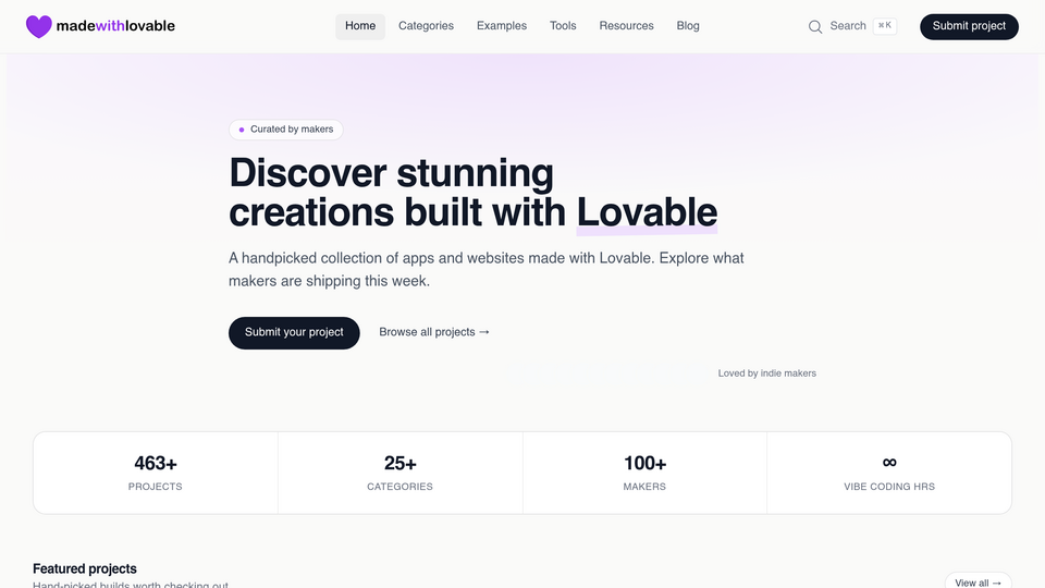 Screenshot of Made with Lovable