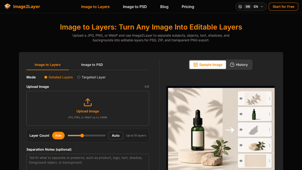 Screenshot of Image2Layer