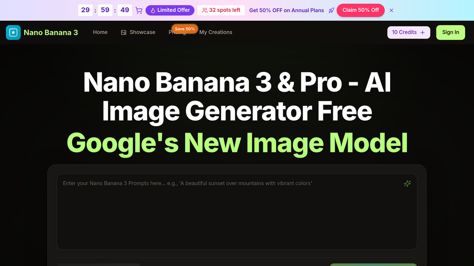 Screenshot of nano banana