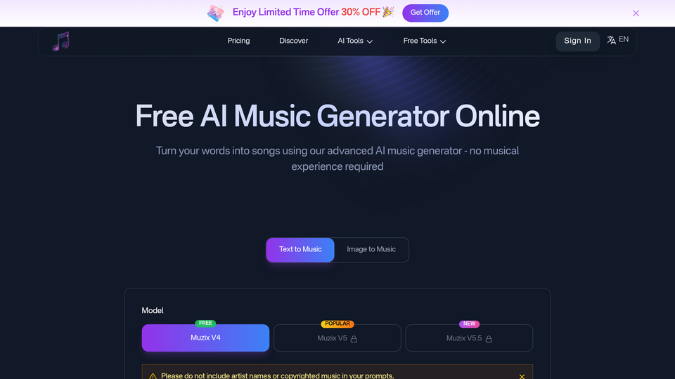 Screenshot of Muzix