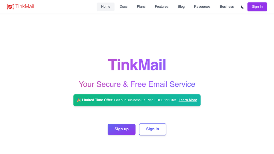 Screenshot of TinkMail