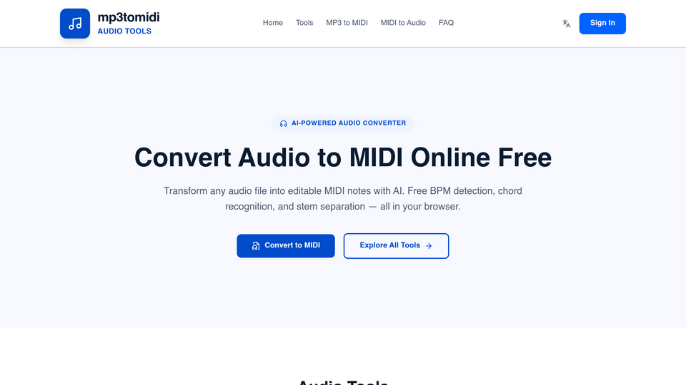 Screenshot of MP3toMIDI