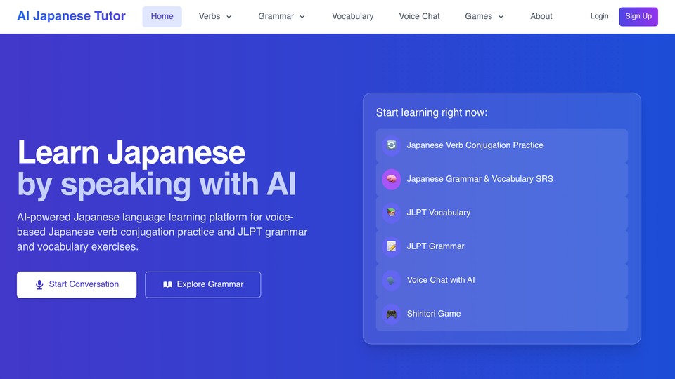 Screenshot of AI Japanese Tutor
