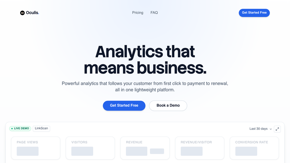 Screenshot of Oculis Analytics