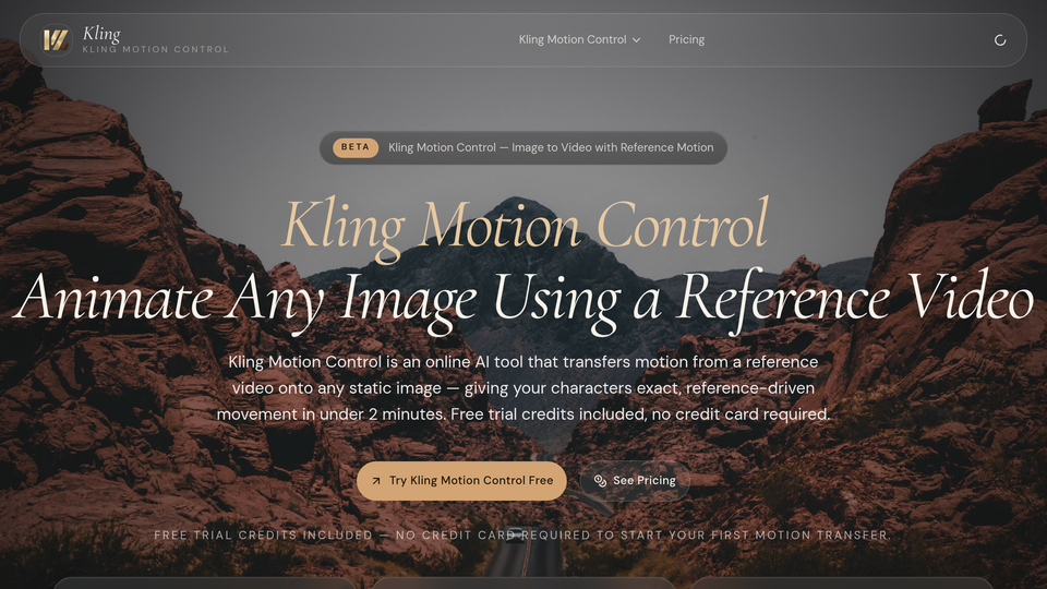 Screenshot of Kling Motion Control