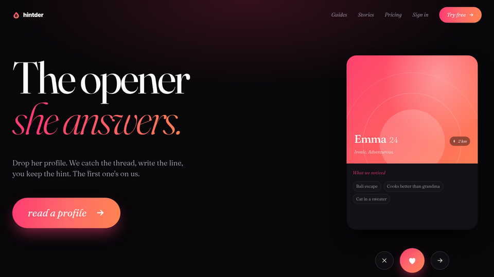 Screenshot of Hintder AI