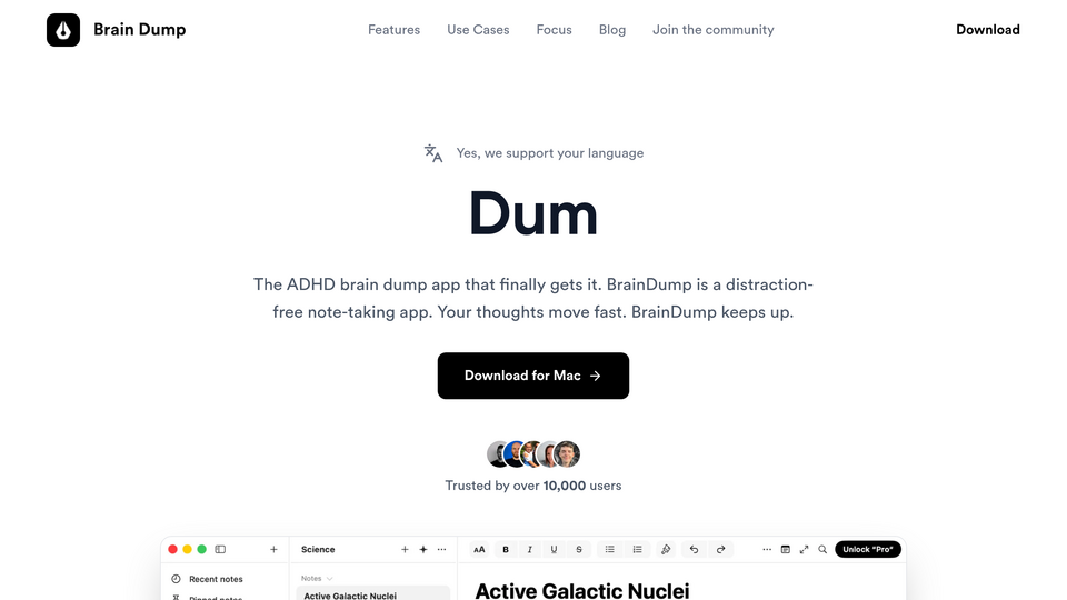 Screenshot of Brain Dump: ADHD Notes