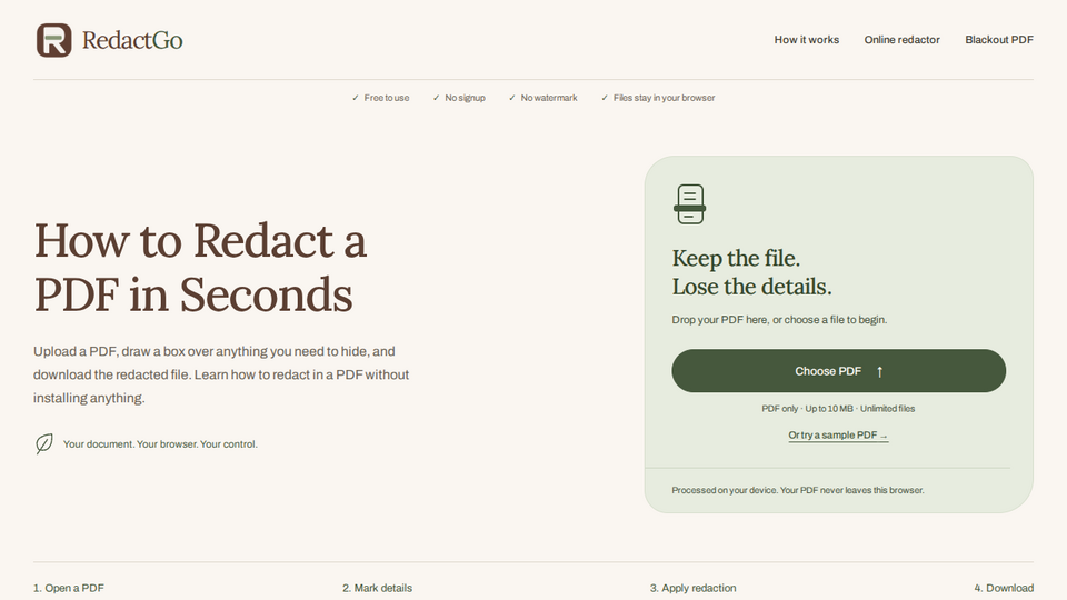 Screenshot of RedactGo