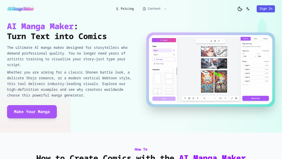 Screenshot of AI Manga Maker