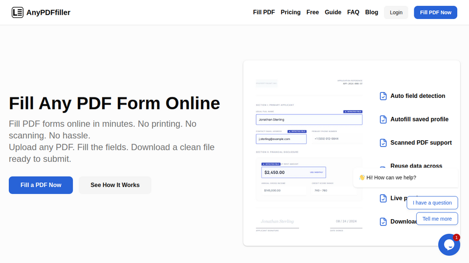 Screenshot of AnyPDFfiller