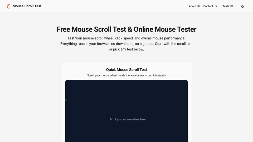 Screenshot of Mouse Scroll Test