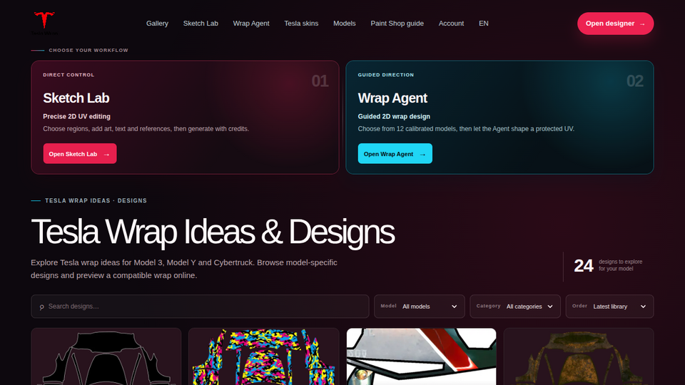 Screenshot of Tesla Wrap