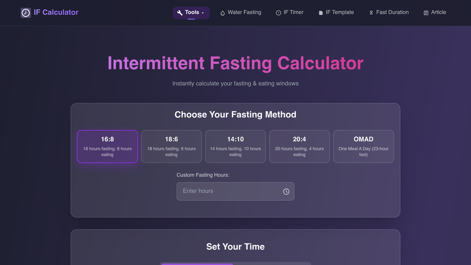 Screenshot of Intermittent Fasting Cal