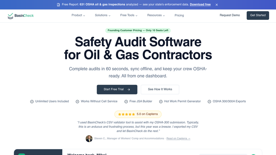 Screenshot of BasinCheck