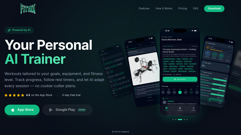 Screenshot of Fitnix AI Fitness Coach