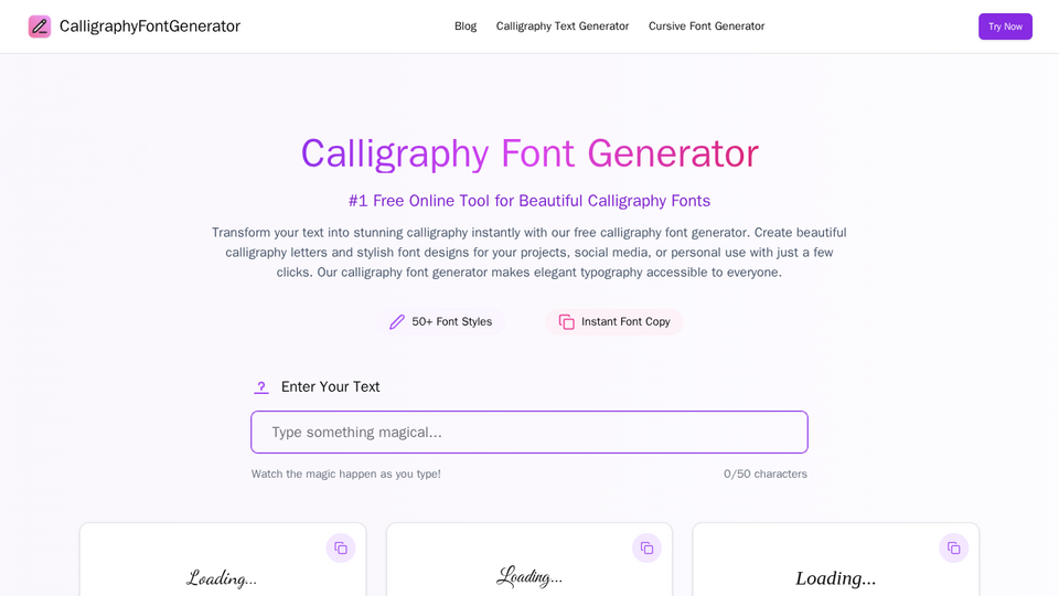 Screenshot of Calligraphy Font Gen