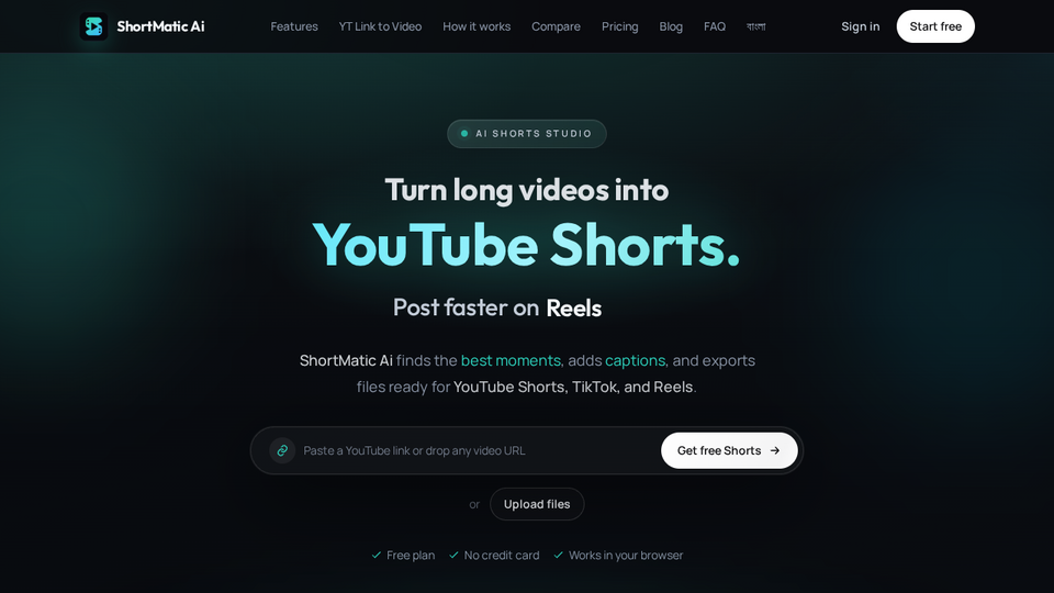 Screenshot of ShortMatic Ai
