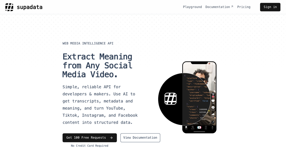 Screenshot of Supadata