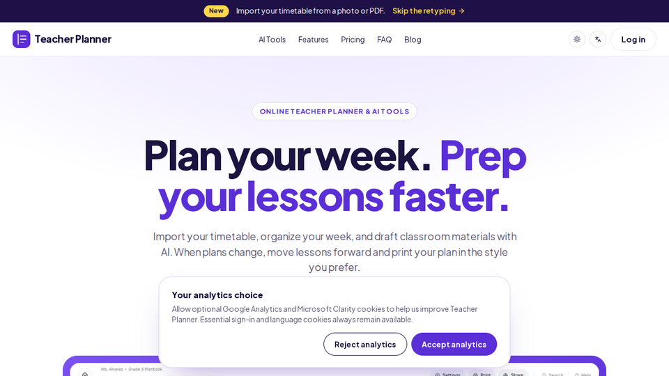 Screenshot of Teacher Planner