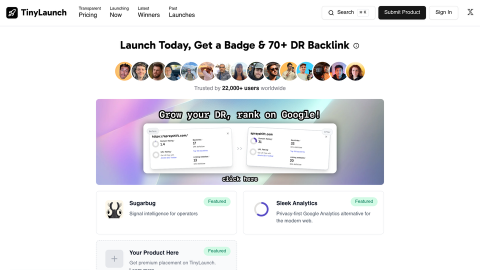 Screenshot of TinyLaunch
