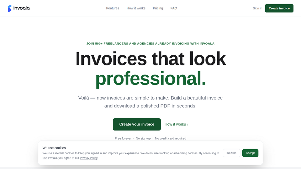 Screenshot of Invoala