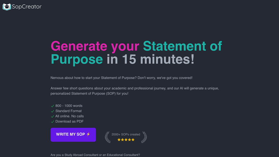 Screenshot of SopCreator