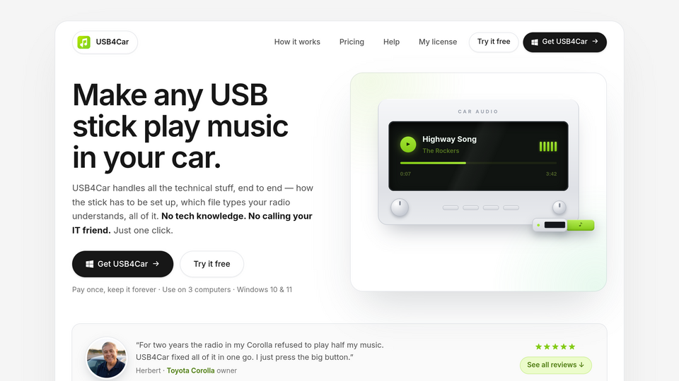 Screenshot of USB4Car