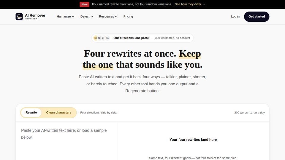 Screenshot of AI Remover From Text