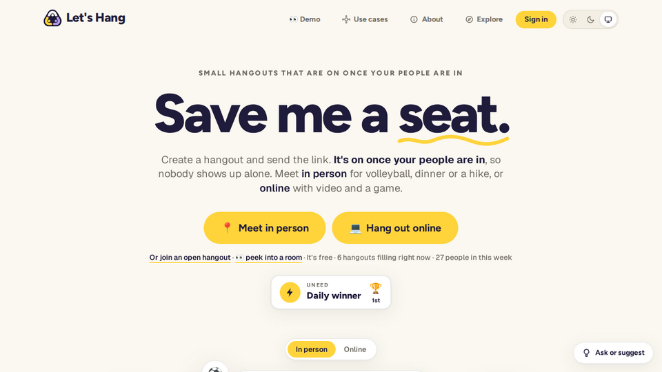 Screenshot of Let's Hang
