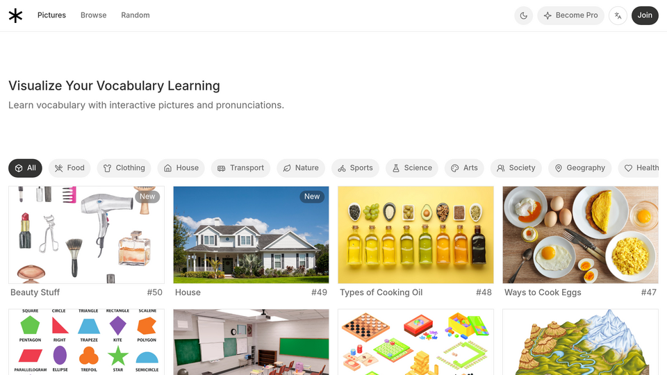 Screenshot of Visual Dictionary
