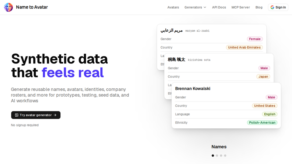 Screenshot of Name to Avatar