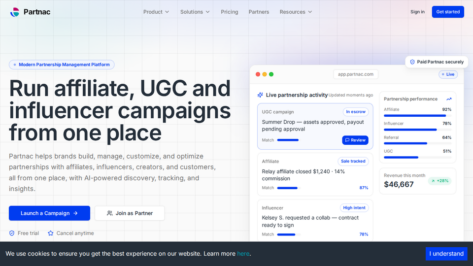 Screenshot of Partnac
